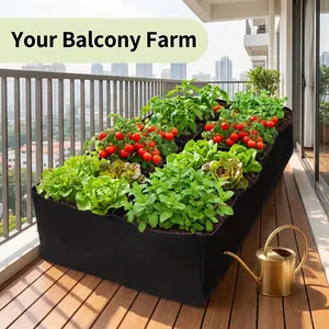 Divided fabric planting bed with 8 separate compartments, large rectangular grow bag 120×60×30 cm, heavy-duty breathable garden raised bed for tomatoes, carrots, herbs, vegetables, and flowers