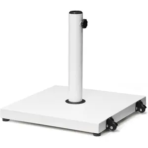 Patio Umbrella Base 43lbs Outdoor Umbrella Stand with Wheels, Heavy Duty Square Concrete Stand Market Umbrella, White
