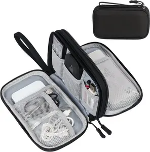 Cable Organizer Pouch Electronic Accessories Carry Case Portable Waterproof Double Layer All-in-One Storage Bag for Cord, Container for Outdoor Travel