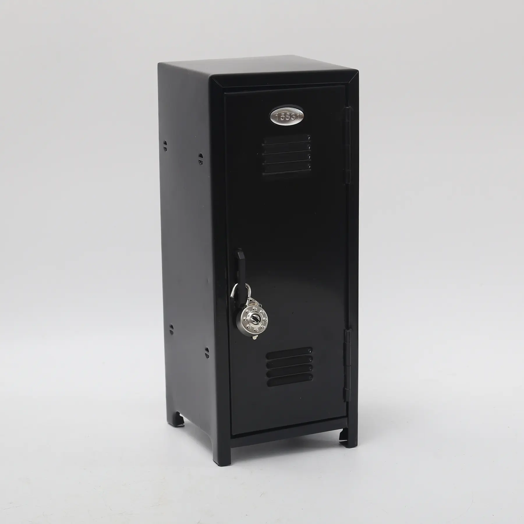 Mini Metal Locker Storage Box with Lock & Key - Cupboard, Desktop Makeup & Jewelry Organizer, Small Aesthetic Room Decor (Black)