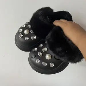 Lovely Furry Winter Snow Slippers Shoes for Women 2025 New Warm Fur Winter Clogds Casual Shoes Soft EVA