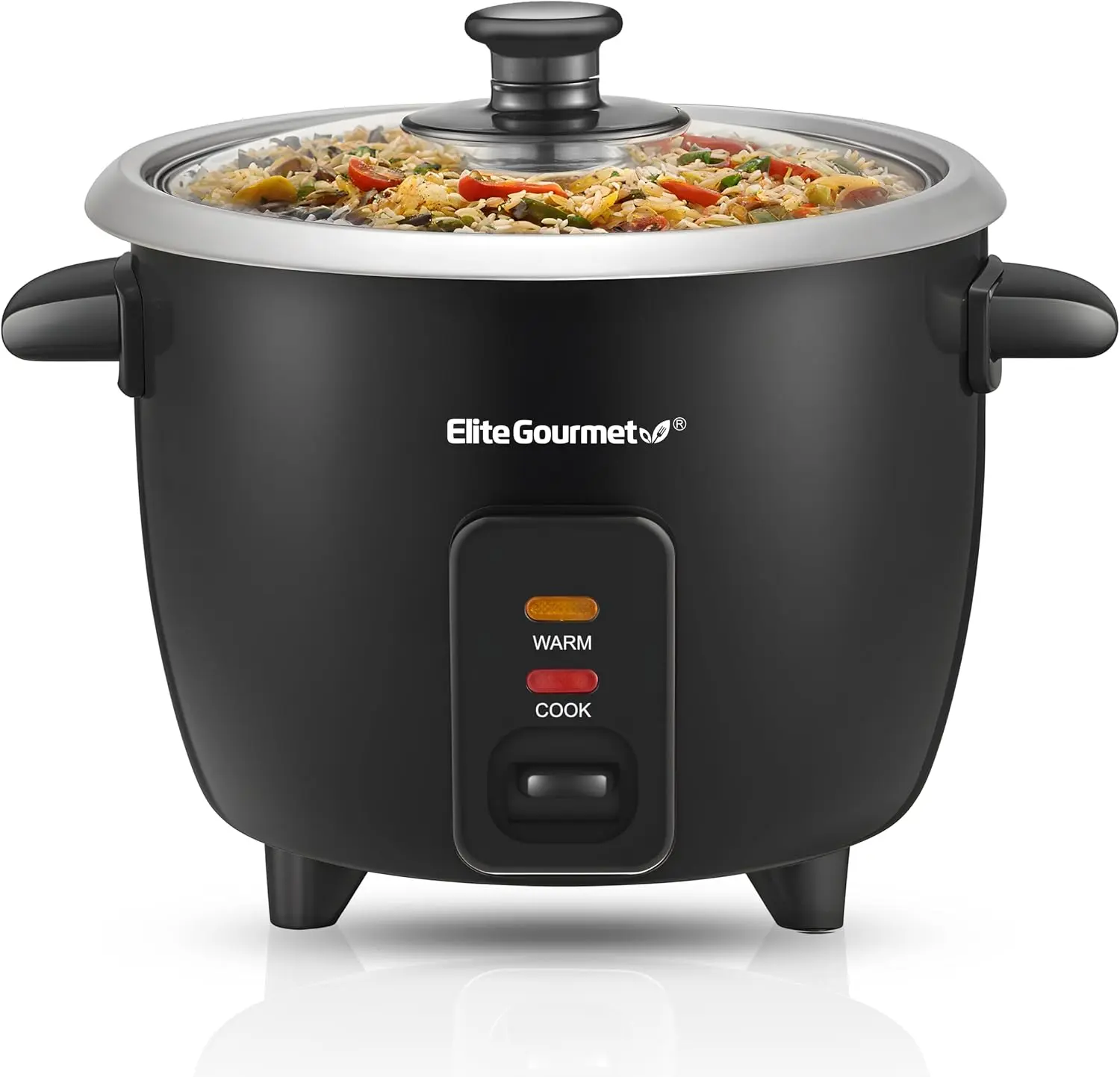 Elite Gourmet ERC003BX Rice Cooker, Keep Warm, Black, 6 Cups Cooked | 3 Cups Uncooked - Also Makes Soups, Stews, Grains and Hot Cereals for Versatile One-Pot Meals