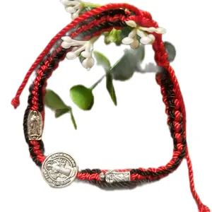 San Benito Bracelets - Simple Design with Colorful Beads and Bead Spacers Stretch Bangle Faith Wear Jewelry St Benedict Charm Unisex Adjustable Strap Durable Materials