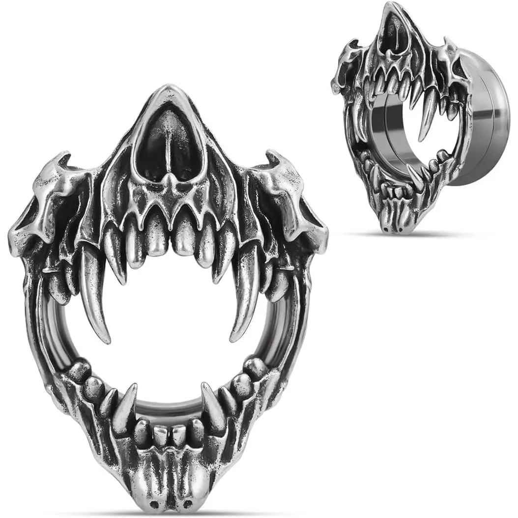 Stainless Steel Tunnels, Open Mouth   design Earring Plugs, Screw   Expander Stretchers.