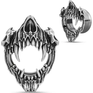 Stainless Steel Tunnels, Open Mouth   design Earring Plugs, Screw   Expander Stretchers.