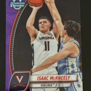 Bowman 2025 Chrome University Basketball Card Isaac McKNEELY Purple Lava Refractor #91 Virginia sports  cards