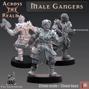 Unpainted Modular Male Gangers 3D Printable Miniatures for Gaming Fun