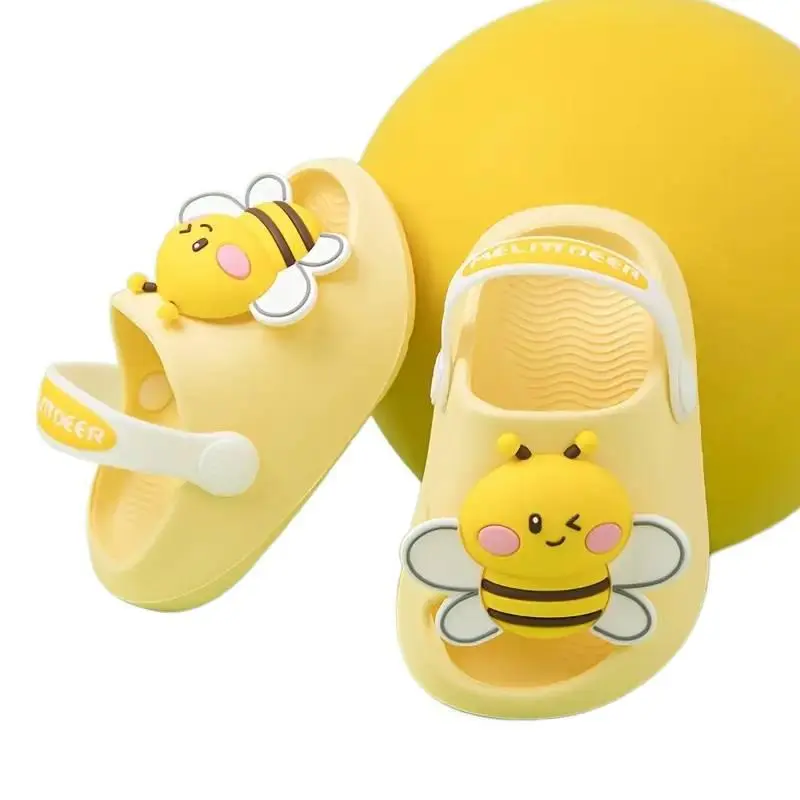 Unisex Toddler Round Toe Slip Ons Slippers - Kid Cartoon Synthetic Clogs, Solid Color, Non-Slip Soft Sole, for Daily Casual Use, Beach Activities