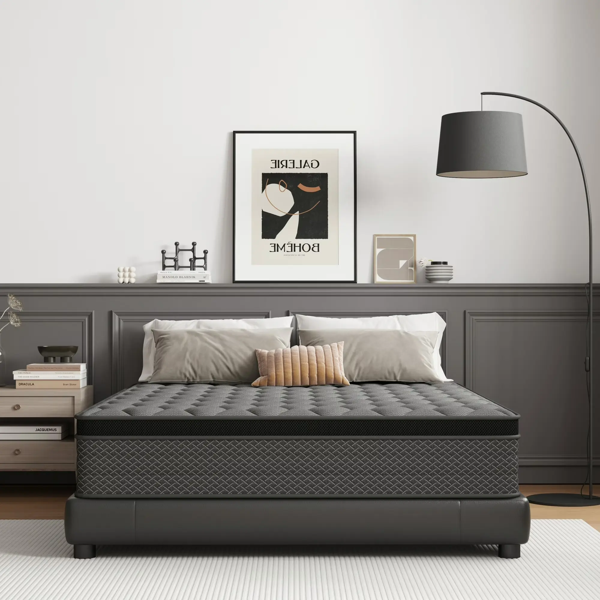SEEUO 14-Inch Hybrid Mattress - Twin, Full, Queen, King Sizes, Medium-Firm Memory Foam, Independent Pocket Springs, Pressure Relief, Ergonomic, Breathable, Anti-Dust Mite, Foldable Mattress in a Box