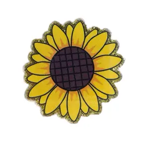 Acrylic Add On for Badge Reel - Sunflower Design with Versatile Adhesive Options for Personalization and Style