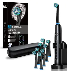 Smart Rotating Electric Toothbrush Set, 8 Interchangeable Heads & Travel Case Included, Soft Bristles Deep Cleaning Oral Care Gift
