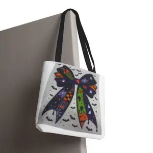 Halloween bow Tote Bag With Unique Patterns Reusable Fashionable Shoulder Bag For Men And Women Ideal Gift For Any Occasion