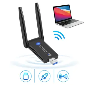 USB Network Adapter WiFi Bluetooth 5.0 Wireless Card, Wireless Multiplatform, 1300Mbps Dual Band, USB 3.0, Secure WPA2, Fully Compatible with Windows & Mac OS for Desktop & Laptop