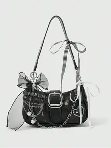 Cute Gothic Y2K Style Women's Shoulder Bag, Preppy Street Fashion Moon Bag, Crescent Bag, Daily Use & Gift, Punk Design Handbag