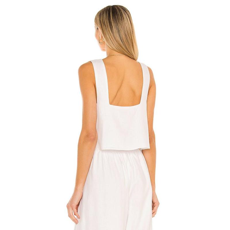 Show Me Your Mumu Tara Crop Top in White Linen