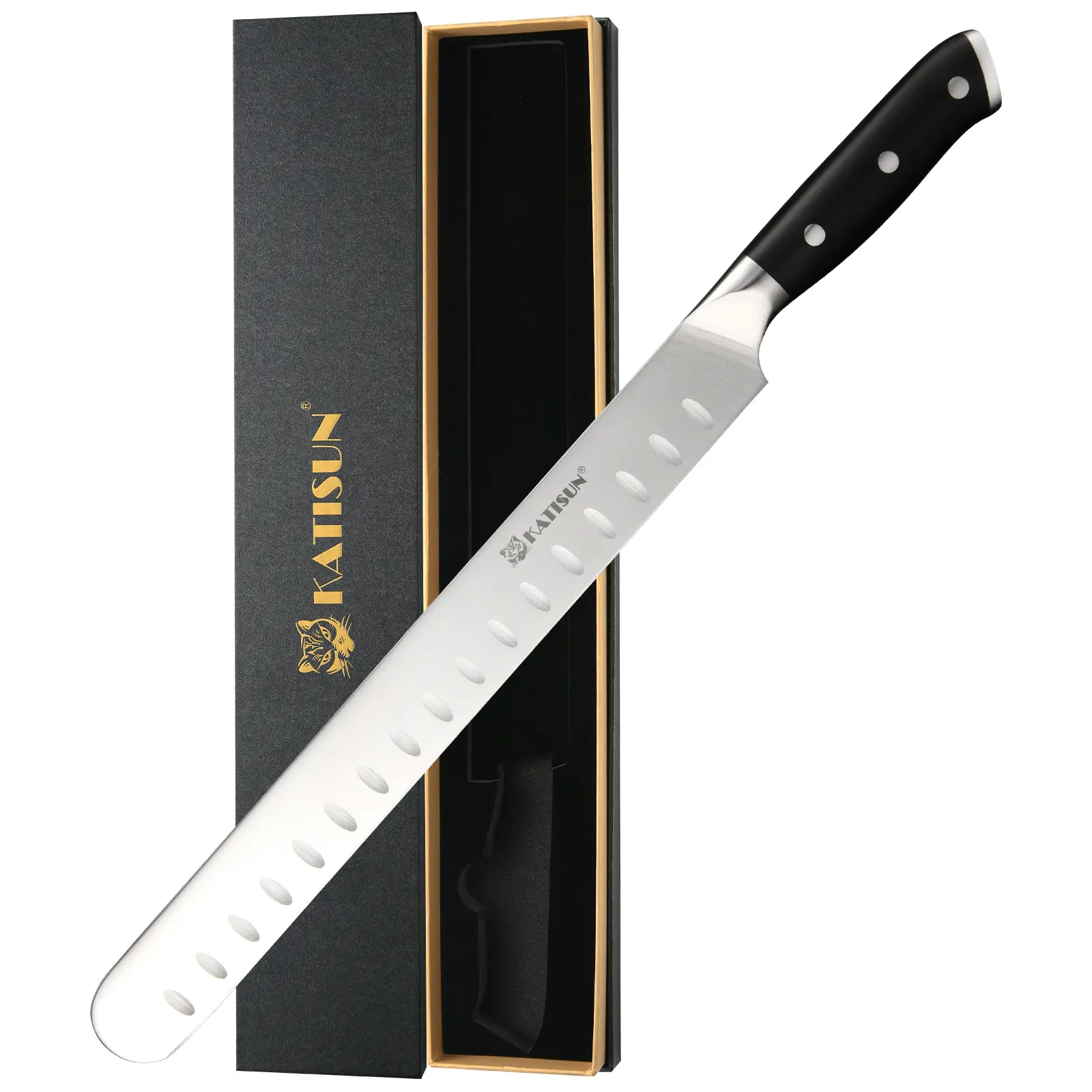 13 Inch Ultra Sharp German Premium Stainless Steel Brisket Knife for Slicing Roasts, Meats, Fruits and Vegetables, Full Cut, Ergonomic Handle Design Kitchen Kitchenware