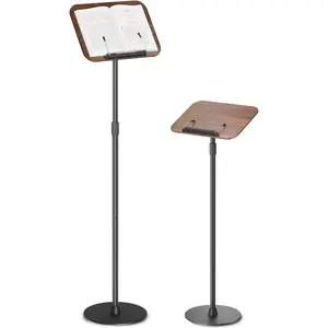 Floor Book Stand, Height Adjustable Reading Stand, Multi-Purpose Book Holder/Laptop Stand/ Sheet Stand, 180? Tilt Desktop, Heavy-Duty Base, Two-Stage Page Clips for Thick Books