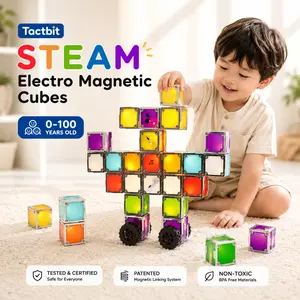TACTBIT 24 Classic Cubes Set | Magnetic Electronic Screen-free, Family bonding, SEN and Seniors’ Full STEAM STEAM Learning System with Light, Music & Recorder