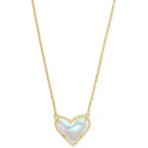 Kendra Scott Ari Heart Short Pendant Necklace Gold Dichroic Glass 4217706879