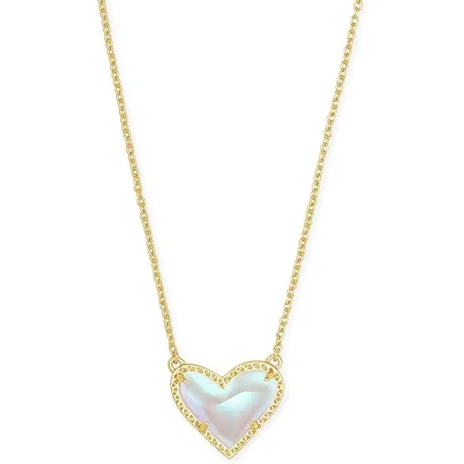 Kendra Scott Ari Heart Short Pendant Necklace Gold Dichroic Glass 4217706879