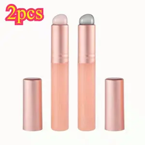 Silicone Lip Brush, Round Head Lip Brush for All Skin Types, Portable Blending Lip Brush with Cover, Soft Circular Lip Gloss Applicator