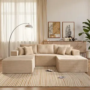 108“ Boneless Cloud Sectional Couch with L-Shaped Chaise, Removable Ottomans, Modern Modular Design, Deep Seat, No Assembly Required