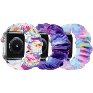P-WBA06   Scrunchie Bands Compatible with Kids Apple Watch Band, Cute Stretchy Breathable Strap for iWatch Series 10 9 8 7 6 5 4 3 SE SE2 Small Wrists Boys Girls