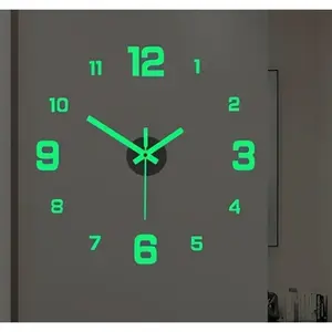 DIY Glow-in-Dark Silent Wall Clock -  Numerals Night Light, Modern Farmhouse Decor  (Ideal for Living Room/Bedroom & Holiday Gifts)