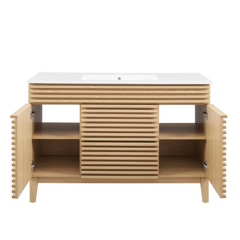 Modway Render 48" Single Sink Bathroom Vanity in Oak White