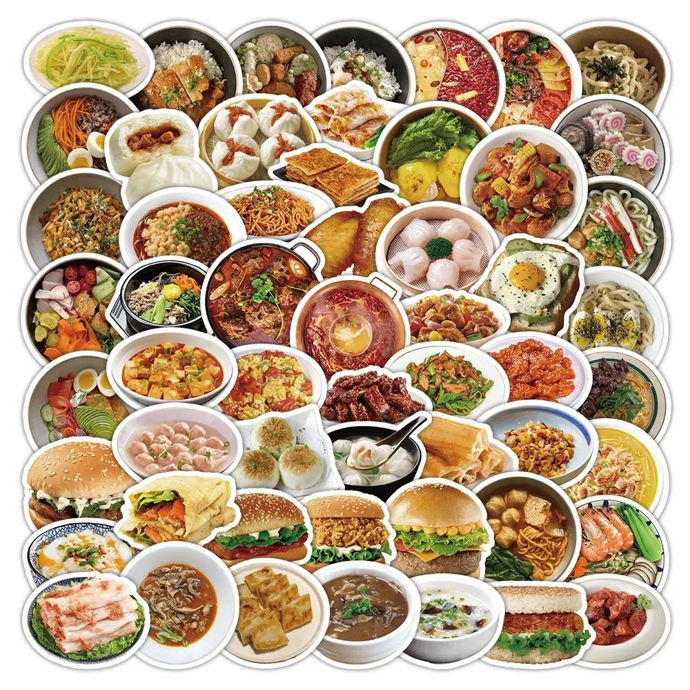 60 Pcs Realistic Food Snack Stickers - Vibrant Cuisine Decals for Journals, Phone Cases & Water Bottles Papery Pop Store