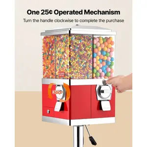 VEVOR Candy Vending Machine, Four Compartment Candy Vending Machine with Stand, Gumball Candies Vendings Machines with Adjustable Height, Vintage Candies Dispenser for Shop, Arcade, Family Gathering