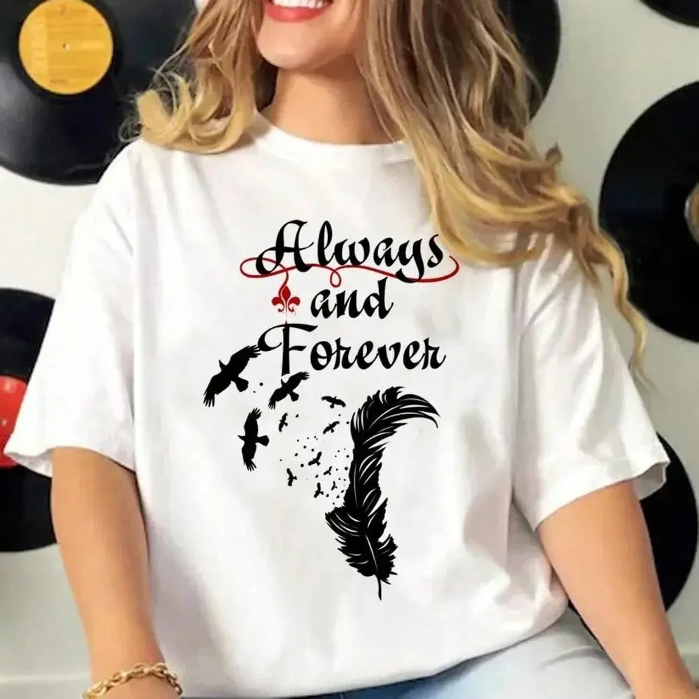 Women's The Vampire Diaries Fun Graphic Tee - Round Neck Short-Sleeve Japanese Fashion Clothes, Casual Polyester XL Women's T-Shirt
