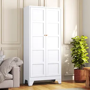 Letaya 72" Black Freestanding Cupboard - Heavy-Duty Steel Pantry Cabinet with 2 Doors, 4 Adjustable Shelves, Ideal Indoor Furniture for Kitchen Home Storage summervibes