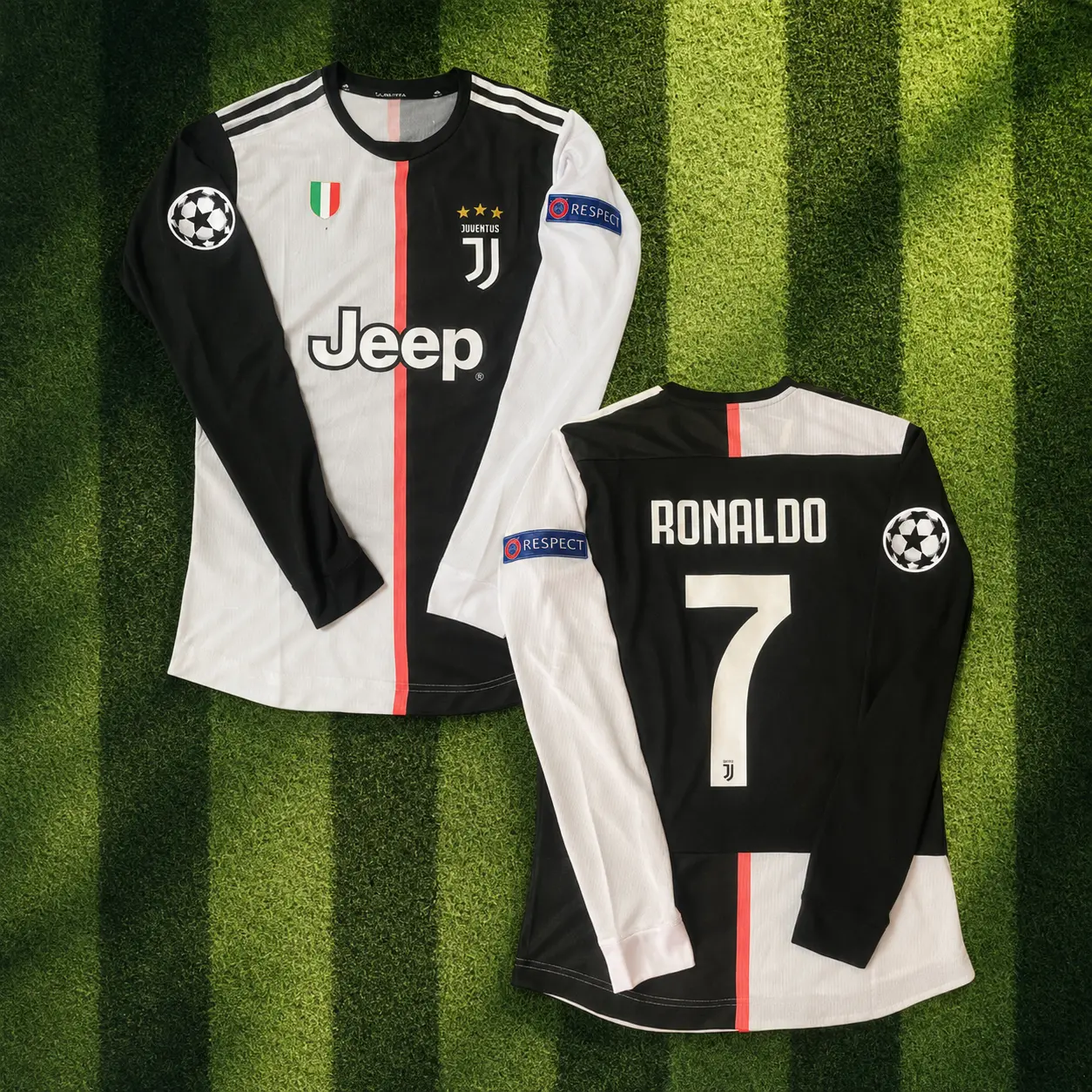 CR7 Retro Long Sleeve Jersey #7 - 2019-2020 White/Black, All Size S-5XL, CR7 Fans Jersey