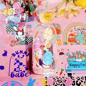 20pcs UV DTF Wraps Easter / Mother's Day / Independence Day / Valentine's Day  / Surprisingly Designed  /Christmas 16OZ Glass Cup Single-Side Stickers Decoration DIY Craft