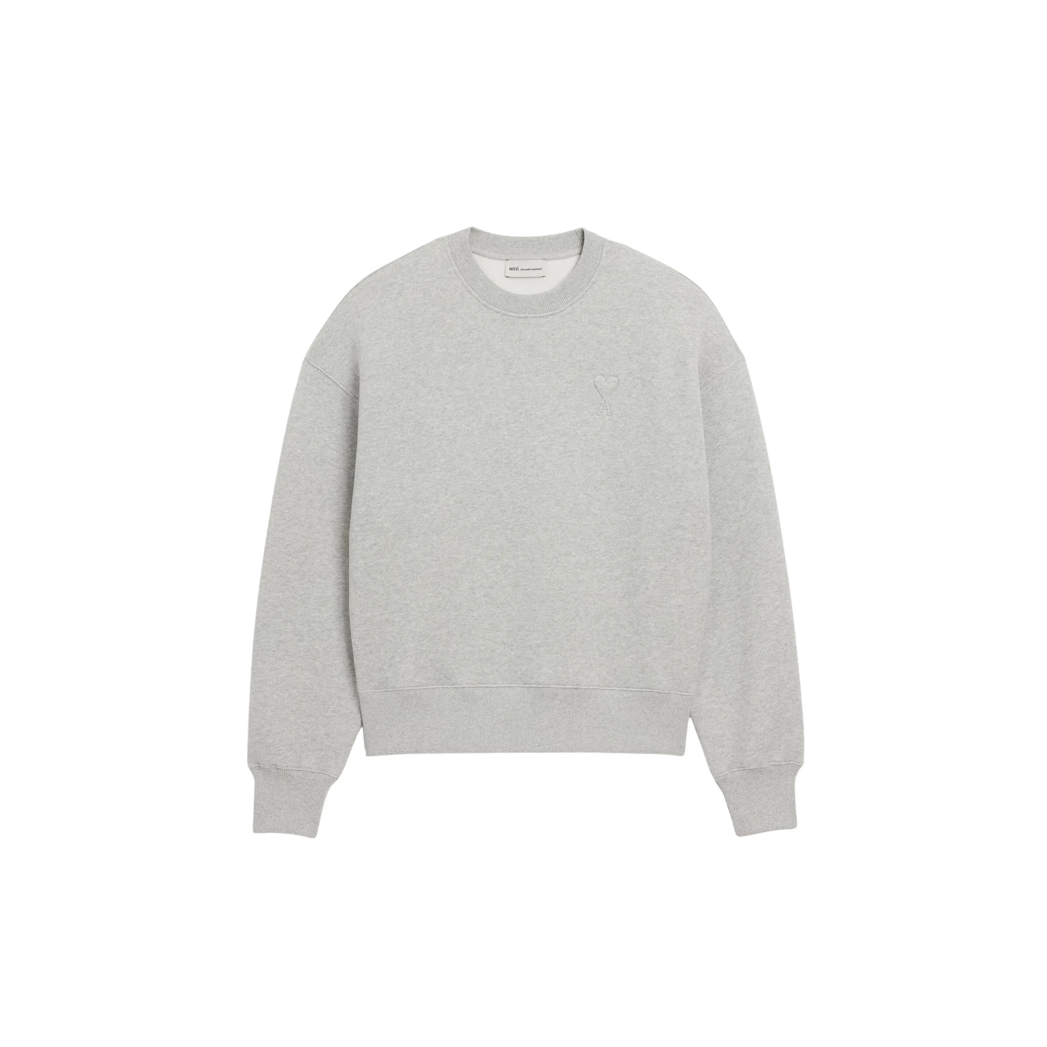 Big Ami De Coeur Embossed Sweatshirt - Grey, Hoodie, Fabric, Oversized, Relaxed Fit, Pullover, Soft, Tops, Embossed Logo