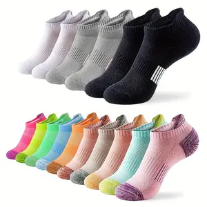 5/10/20Pairs Solid Color Women'S Cushioned Running Anklet Short Sports Socks