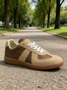 Men's PU Leather Low Top Casual Shoes, All-Season Patchwork Design, Medium Width, Rubber Sole, Street Style, Spring 2026 New Arrival