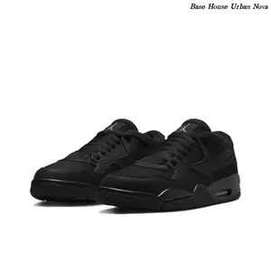 Matte Black Low-Top Sneakers – Iconic Mesh Side Panels, Retro Basketball Silhouette, Stealth Streetwear Kicks for Men & Women