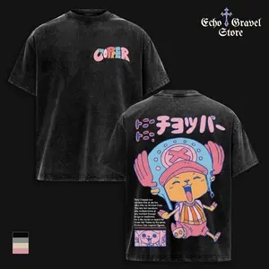 Limited Tony Tony Chopper Vintage Washed Double Print Tee – One Piece Straw Hat Doctor Anime Graphic T-Shirt, Oversized Heavyweight Cotton 90s Y2K Streetwear Unisex Gift Shirt Summer Outfit