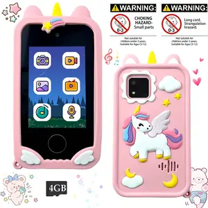 Kids Popular Smart Phone Toy, Unicorn Design, Soft Silicone Case, HD Dual Cameras, Memory Card Support, Multiple Apps, Educational Touchscreen Learning Toy, Christmas Birthday Gift For Kids Ages 3-12