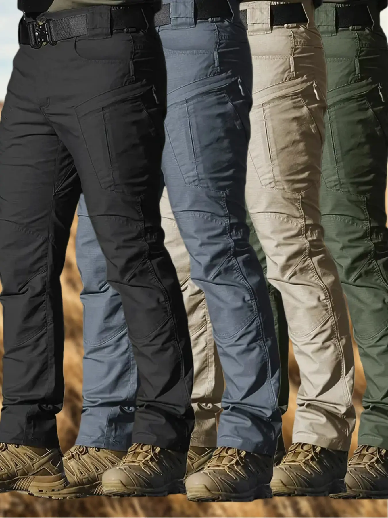 Men's Solid-Color Plain Pocket Zipper Tactical Work Pants Casual, comfortable, and breathable everyday pants All-season men's Bottoms With Pockets Ideal for daily activities, outdoor sports, hiking, fishing, and more Breathable Workwear