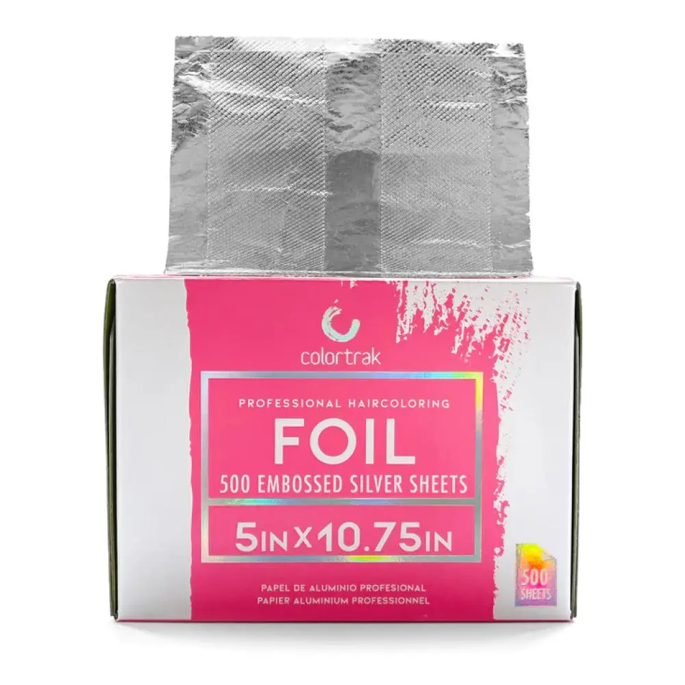 Colortrak Aluminum Hair Foil Sheets - 5"x10.75", 500 Pre-Cut Time-Saving Salon-Grade Hair Care Accessory for Highlight Balayage, Lightening Treatments, Pre-Cut Convenience, High-Volume Salons, All-Over Color, Consistent Sizing, 500 Sheets, Clean, Consiste