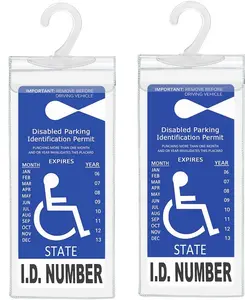Handicap Parking Placard Holder, Ultra Transparent Disabled Permit Protective Cover with Large Hanger by Tbuymax (Set of 2)