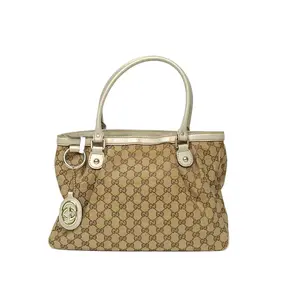 Pre-owned GUCCI 【Dina】GUCCI Monogram Canvas Handbag with Light Hardware