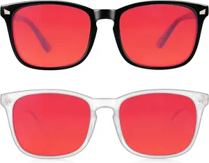 2 Packs Professional Sleep Glasses with 99.9% Blue Light Blocking Dual AR Coatings Red Lens, Computer Gaming Glasses for Men Women, Anti  & Eye