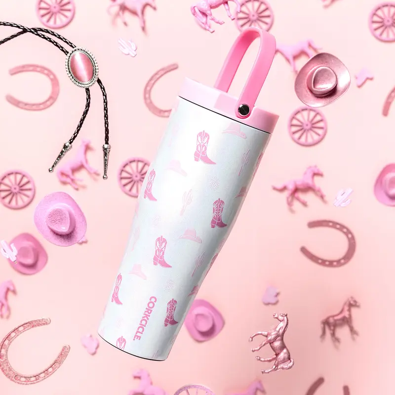 Go Cup XL 30oz Reusable Body-Safe Casual Chic Water Bottle for Unisex Adults, Non-BPA Durable Leakproof Easy Carry, Washable Silicone Spout, Pink Gradient, Flexible Handle, Great for Gym Hikes Busy Days, Flexible Handle, Easy Carry, Great For Gym, Hikes,