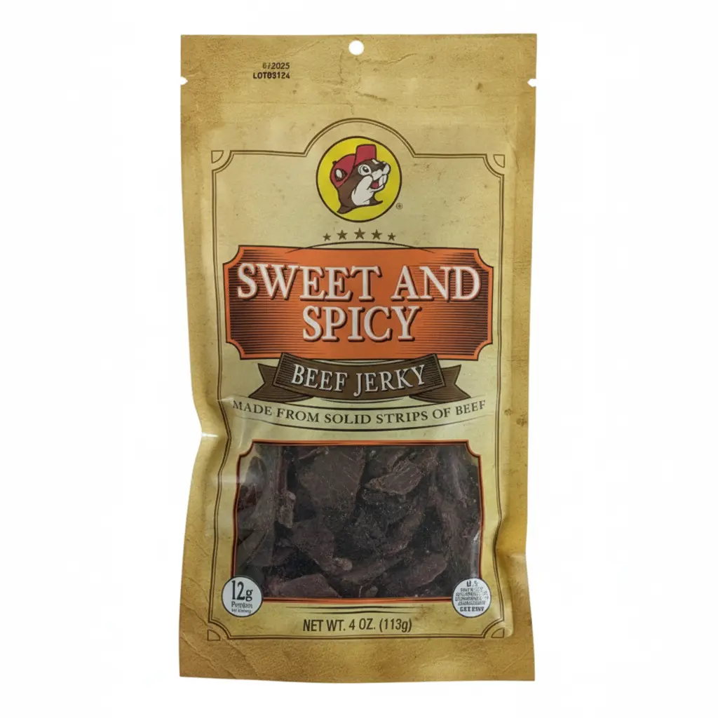 Buc-ee's Sweet & Spicy Beef Jerky - Premium Cuts with Natural Spices for Balanced Flavor & Texture, Bold-Flavored Tender Chewy On-the-Go Dried Snack, Beef Jerky With Bold Flavors