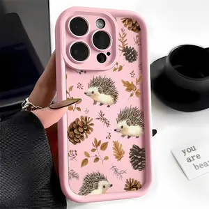 One Hedgehog Pinecone Phone Cover TPU Case for iPhone 17 Pro Max 16 16e 15 14 Plus 13 12 Mini 11 Air X XS Straight Edge Drop-Resistant Rugged Durable Cover Shell Gift 2D printing