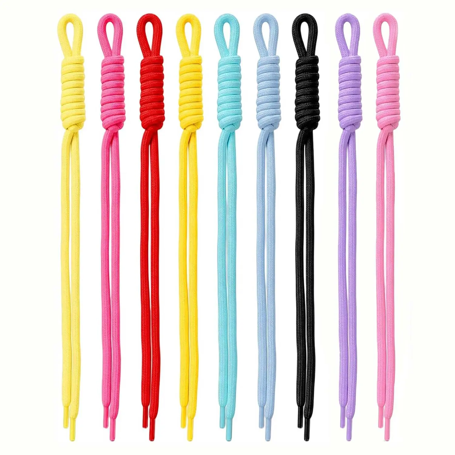 Paracord Keychain Lanyard, Colorful Handmade Braided Cord Keyring Bag Charms for Purse Handbag Backpack Accessories, Woven Rope Key Chains Lanyard Knot Charm, Decorative Key Ring Gift Set for Outdoor Craft DIY